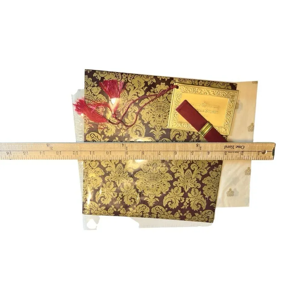 5 Victoria Secret vintage Gift Box Wrapping Tissue Paper Tassel Ribbon Gold